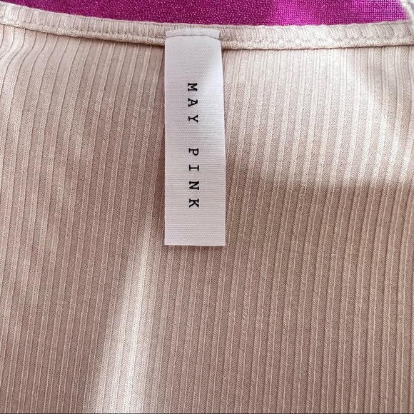 SOLD/Nude Mesh Sleeve Detail Dress with Diamond Brooch Ribbed Bodycon Dress - Picture 14 of 16